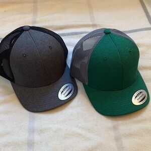 Gray/Black and Green/Gray SnapBack Hat Bundle. Youth Size.
